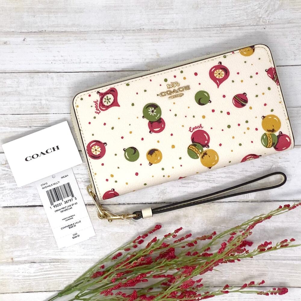 Coach Long Zip Around Wallet With Ornament Print in Chalk White Multi C7410 - Picture 4 of 5